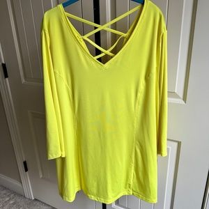 Catherines Plus Size Bright Yellow Cross Back Top 2X